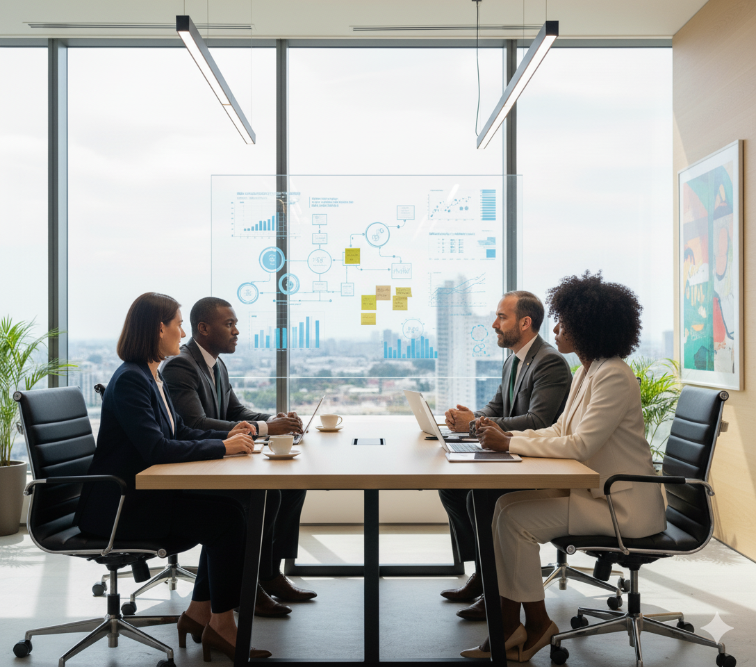 Reuniões de Auditoria Conselho fiscal em mesa de reuniões